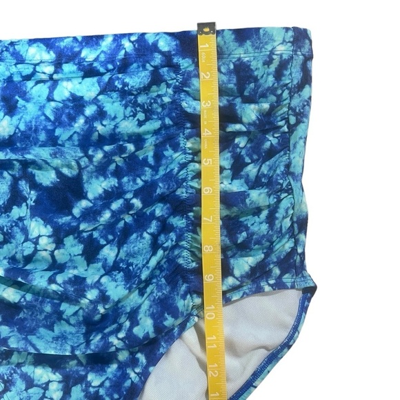 Swimsuits For All Women's Plus Size Shirred High Waist Swim Brief in Blue - Picture 6 of 10